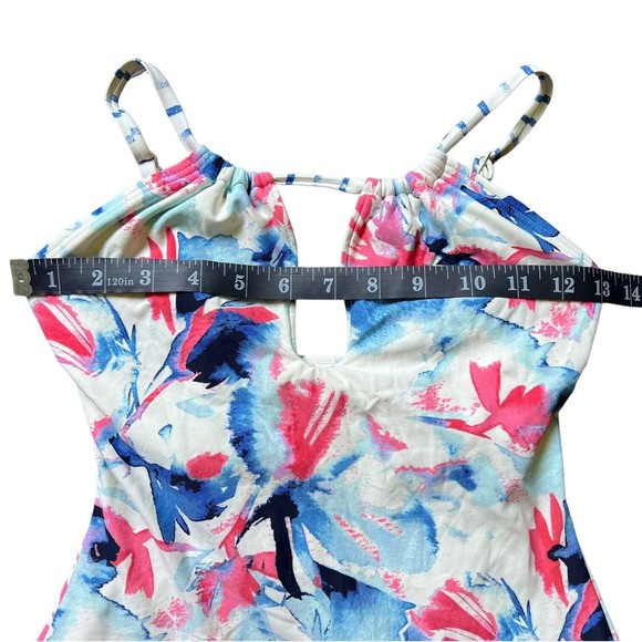 Vince Camuto Swimsuit Size 6 One Piece Maillot Keyhole Neck, White Floral Print - Picture 3 of 7
